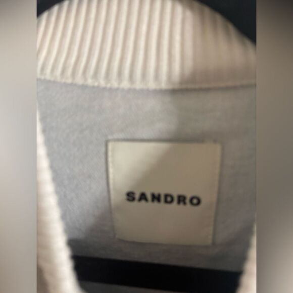 Sandro Tedy Color Blocked Top knit and denim jacket size medium NWT - Picture 4 of 6